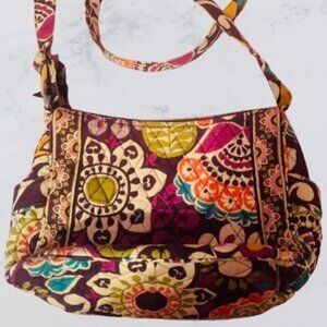 Vibrant Vera Bradley bag in a beautiful mix of purples, greens and bright orange